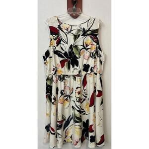 Signature Collection 3x White Floral Elastic-Waist Knee-Length Dress! A6797